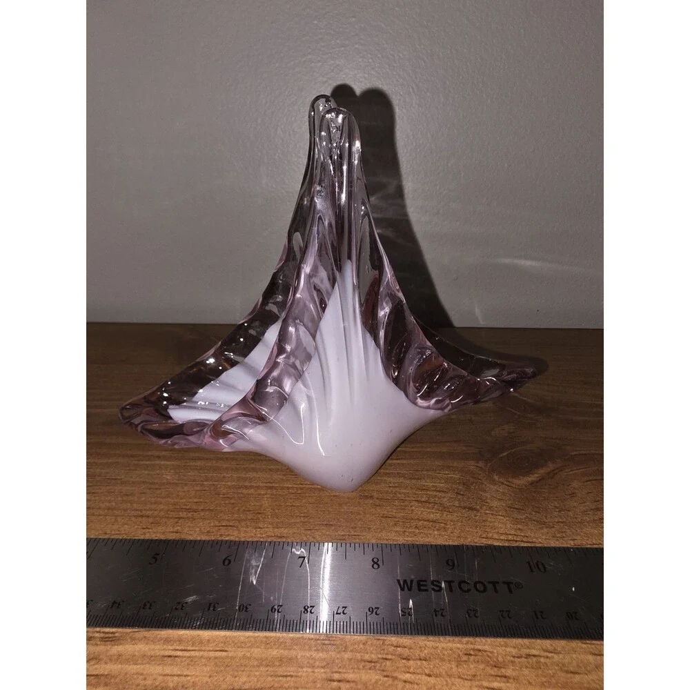 VAN Handblown Cased Art Glass Lilac Lavendar Napkin Holder Basket Italy
